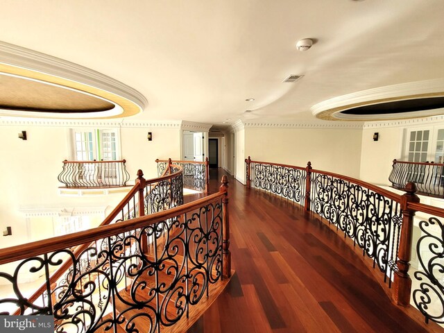 hallway with wood-type flooring