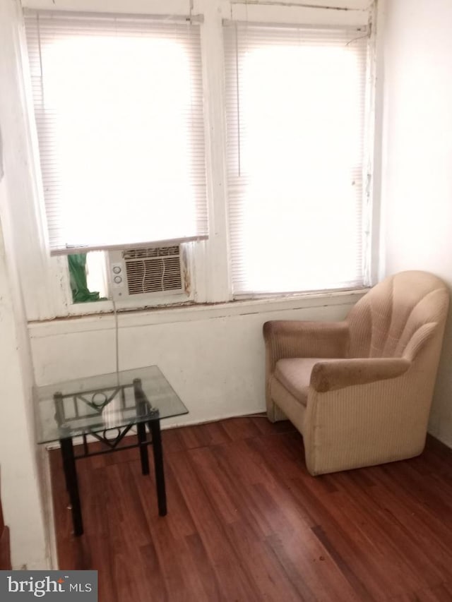 sitting room featuring dark hardwood / wood-style floors