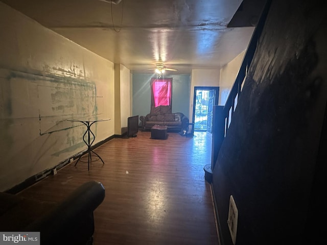 corridor with wood-type flooring