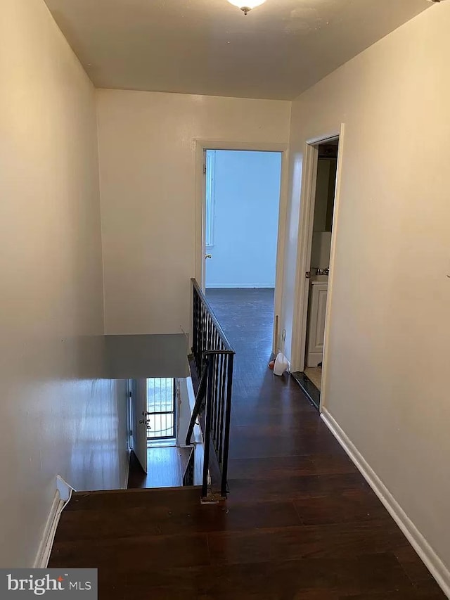 hall featuring dark wood-type flooring