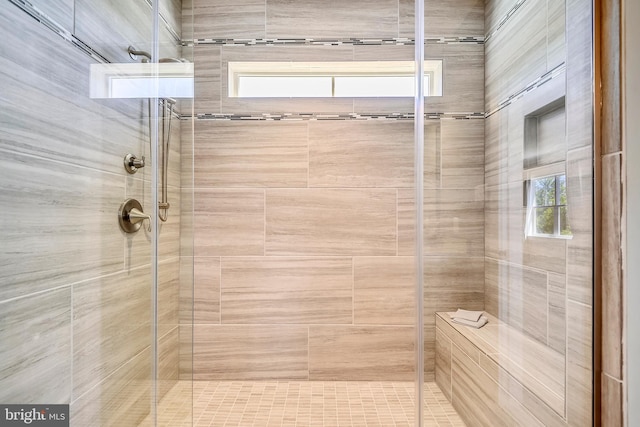 bathroom featuring walk in shower