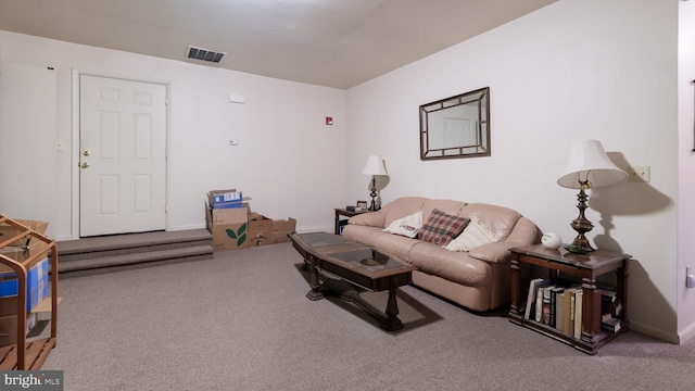 living room featuring carpet floors