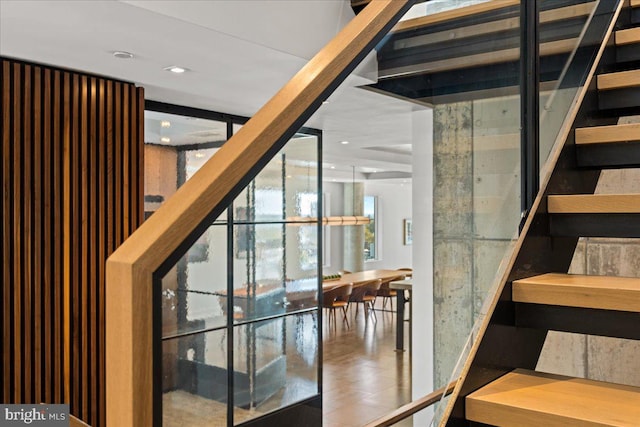 stairs featuring tile floors