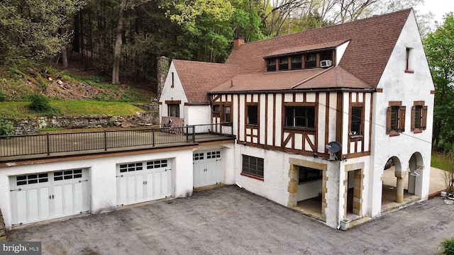 exterior space with a garage