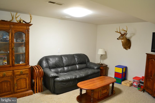 living room with light carpet