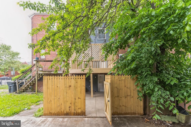 exterior space featuring a wooden deck