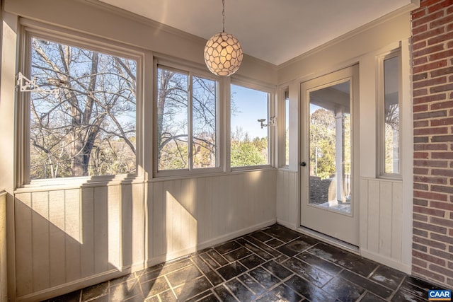 view of unfurnished sunroom