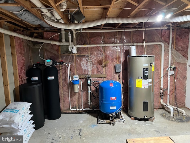 utility room with electric water heater