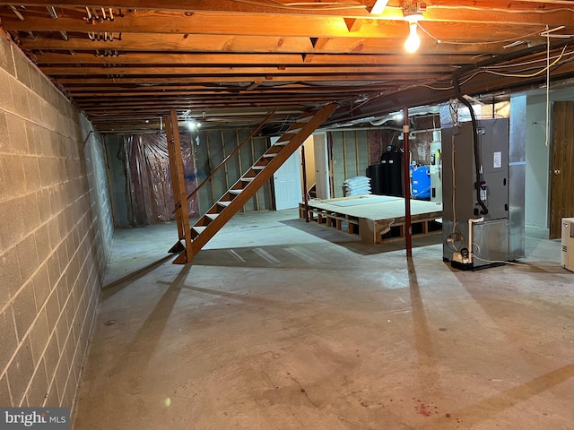 basement featuring heating utilities