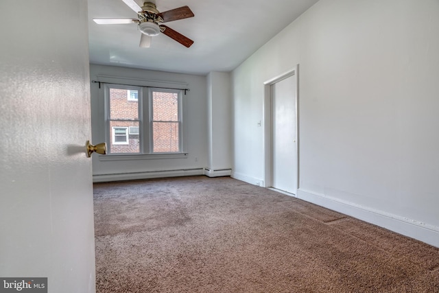 3221 Shelburne Rd, Pikesville, MD 21208 - spare room with ceiling fan, carpet flooring, and baseboard heating