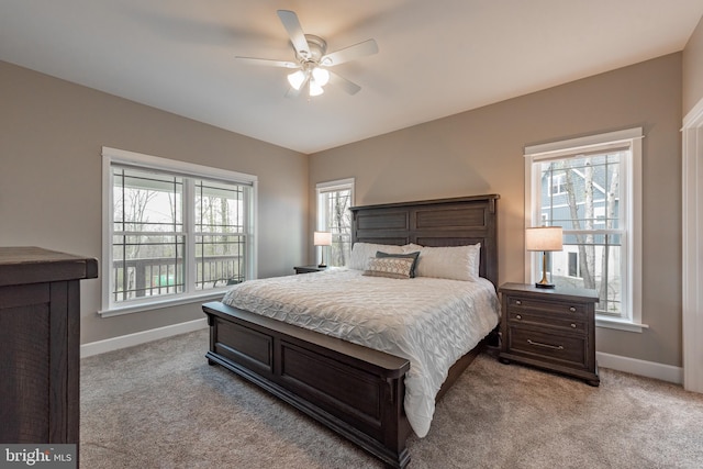 bedroom with carpet floors and ceiling fan