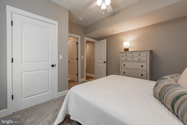 bedroom with carpet and ceiling fan