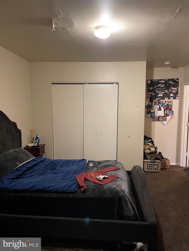 bedroom featuring a closet and carpet floors