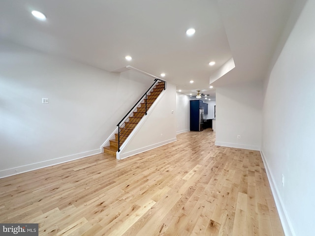 unfurnished living room featuring light wood-type flooring