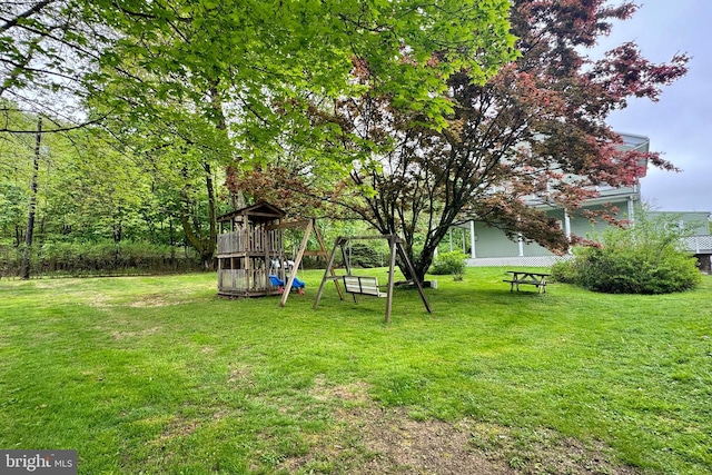 view of yard featuring a playground