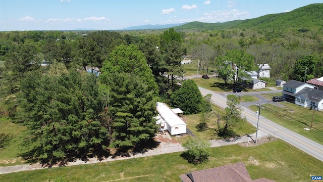 birds eye view of property with a mountain view