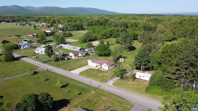 bird's eye view with a mountain view