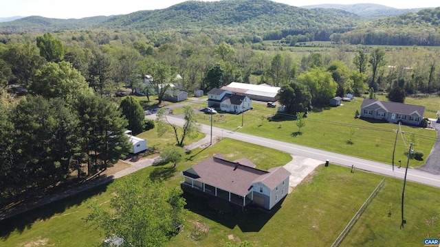 aerial view with a mountain view