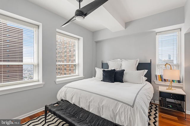 bedroom featuring ceiling fan and hardwood / wood-style floors