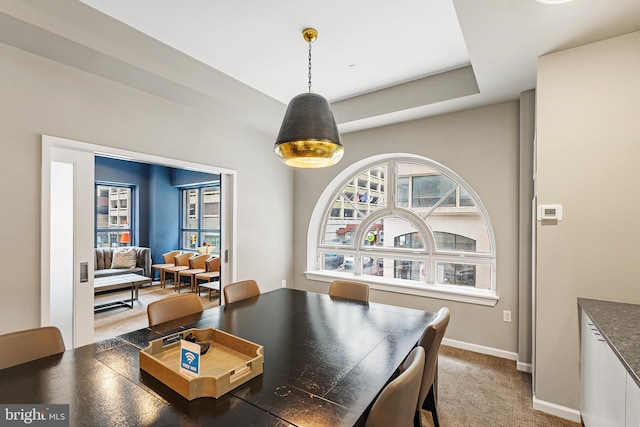 view of carpeted dining area