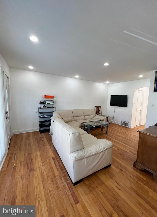 living room featuring light hardwood / wood-style flooring