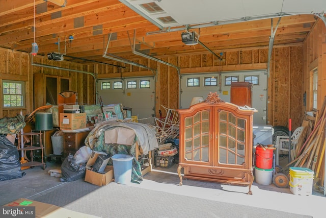 garage with a garage door opener