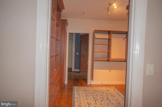 interior space with dark hardwood / wood-style flooring