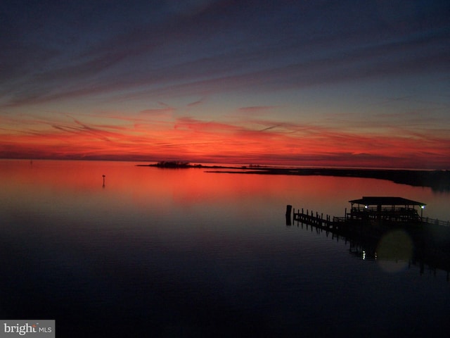 property view of water with a boat dock