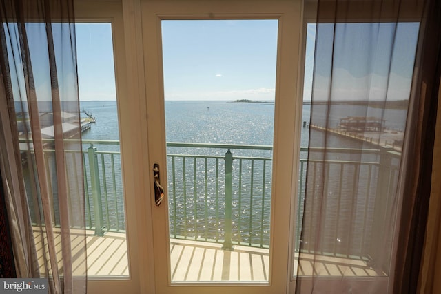 doorway with a water view