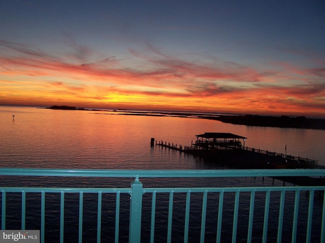 property view of water with a boat dock