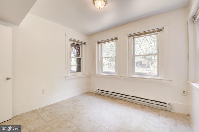 spare room with a baseboard heating unit