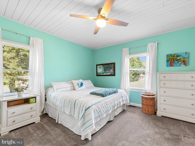 bedroom featuring carpet flooring and ceiling fan