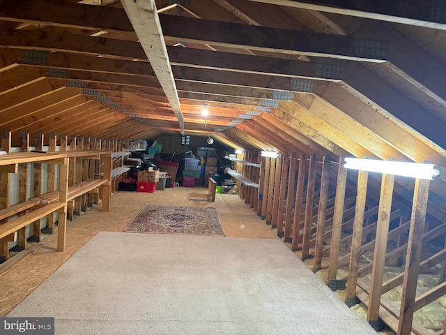 view of unfinished attic