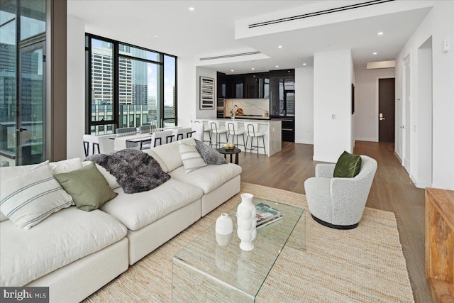 living room featuring hardwood / wood-style floors