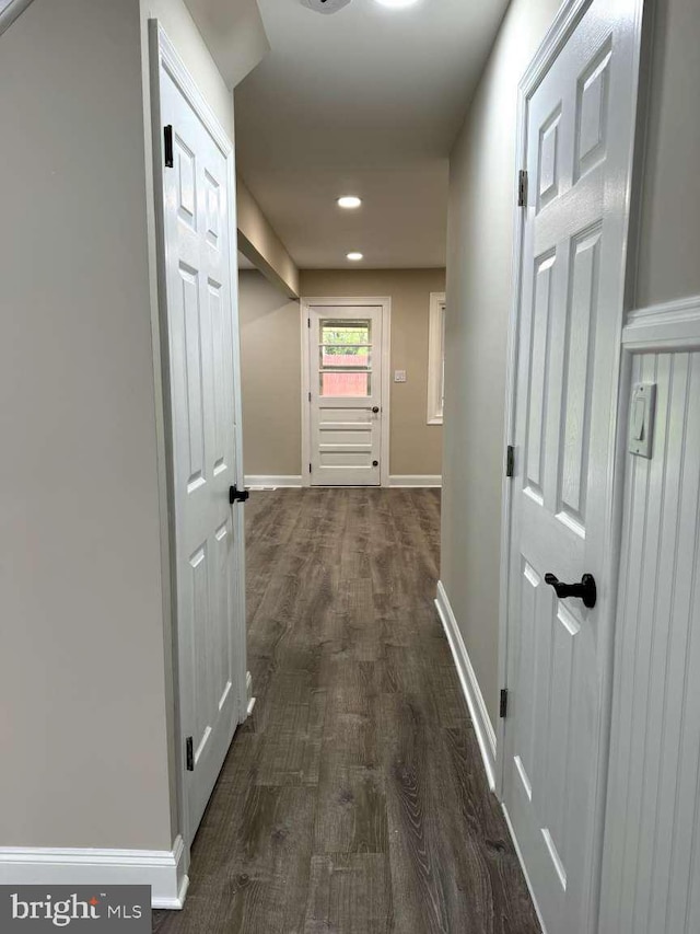 hall featuring dark hardwood / wood-style flooring