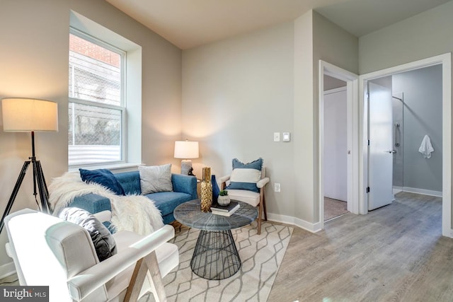 living room with light hardwood / wood-style floors