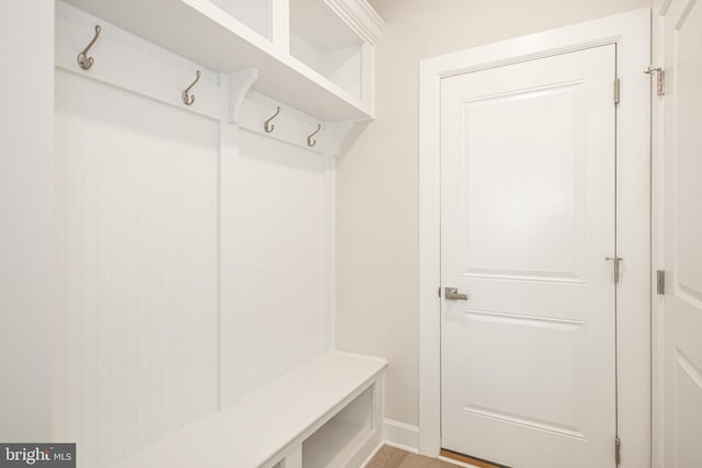 mudroom featuring hardwood / wood-style flooring