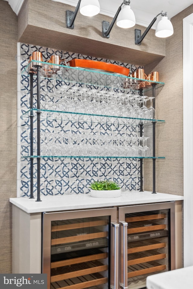 bar featuring beverage cooler