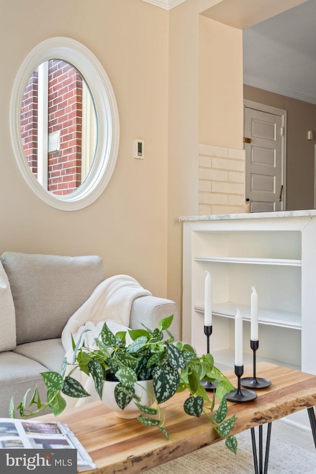 interior space with ornamental molding