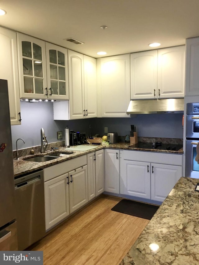 kitchen featuring white cabinetry, sink, and appliances with stainless steel finishes