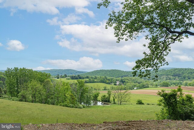 view of mountain feature featuring a water view