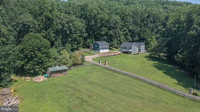 bird's eye view with a rural view