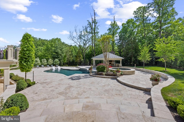 view of pool featuring a patio area and a gazebo