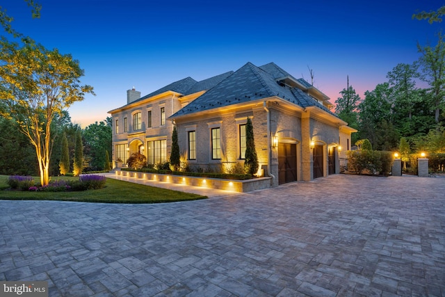 view of front of house with a garage