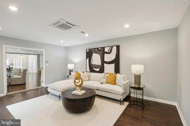 living room featuring wood-type flooring