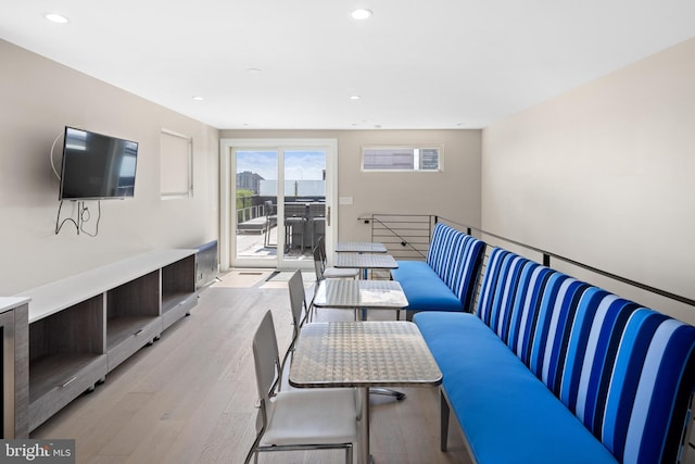 dining area featuring light wood-type flooring