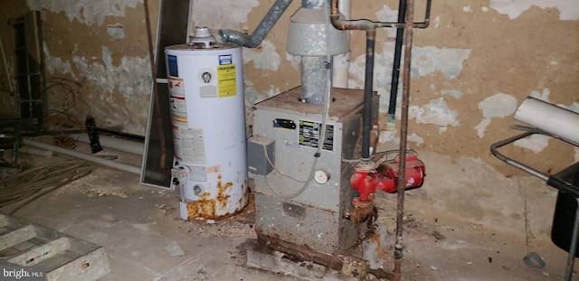 utility room featuring water heater