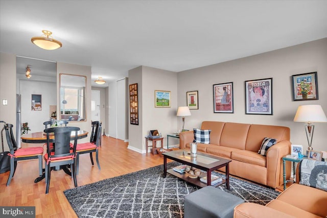 living room featuring light wood-type flooring