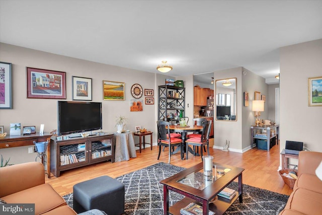 living room with light wood-type flooring