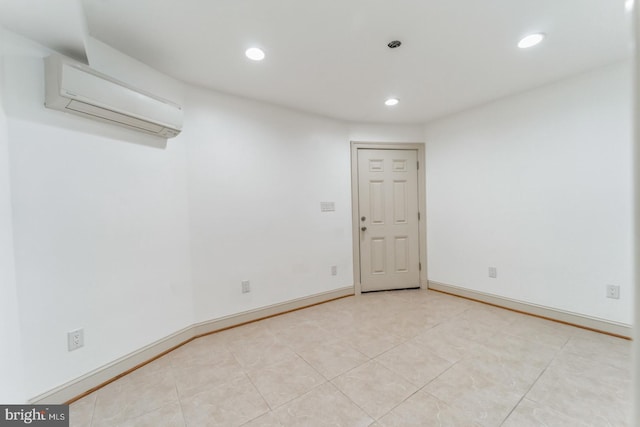 tiled empty room with a wall unit AC